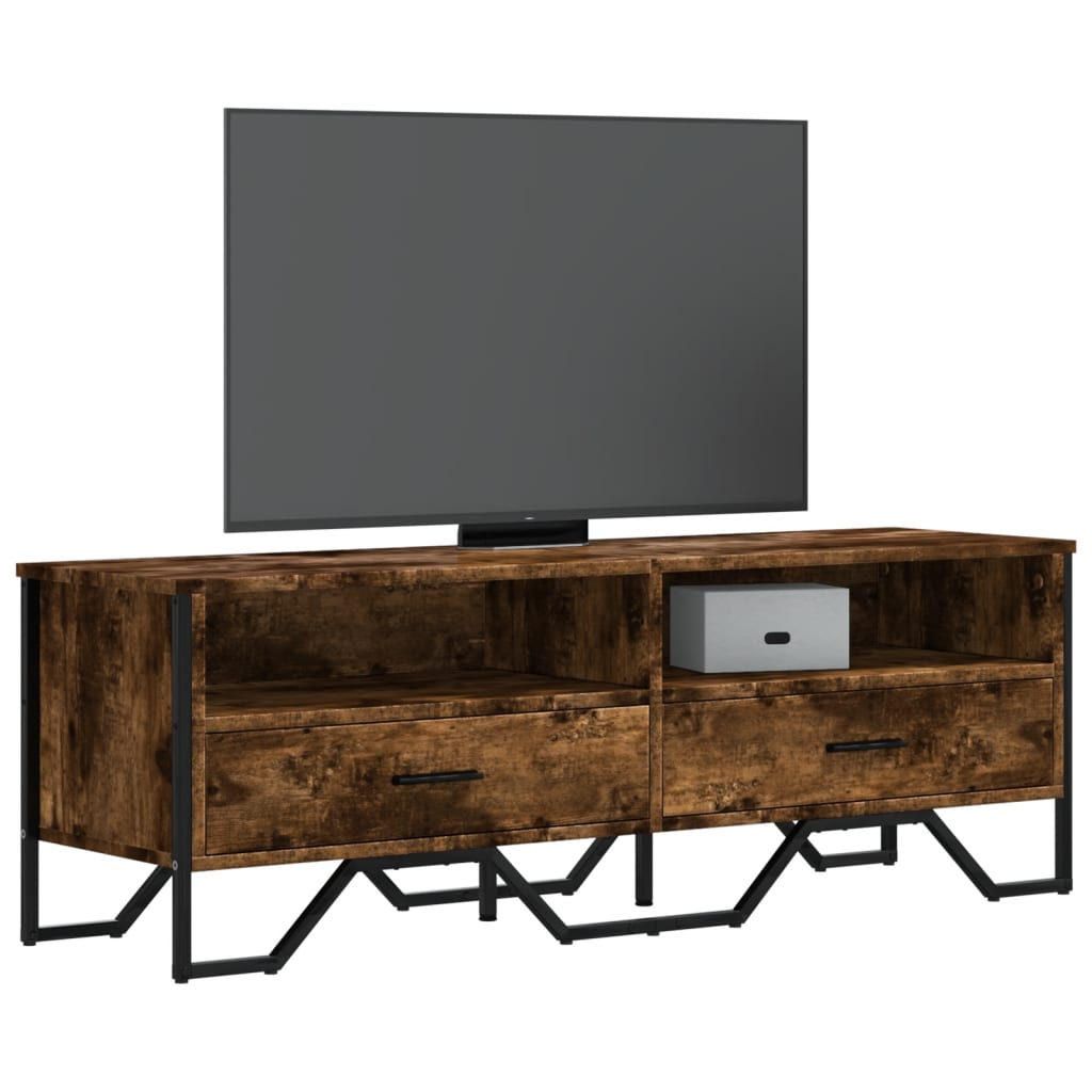 Tv-meubel 122x34x41 cm bewerkt hout gerookt eikenkleurig