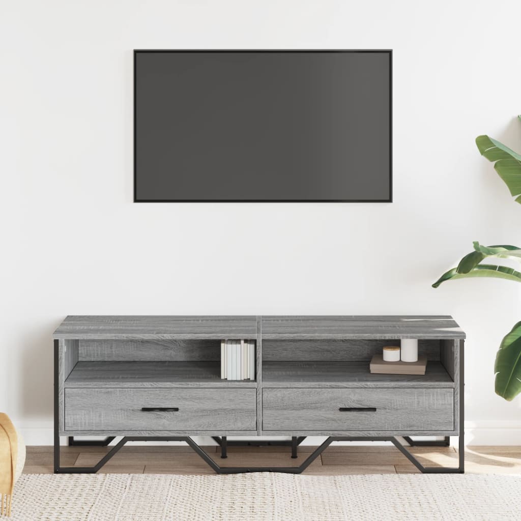 Tv-meubel 122x34x41 cm bewerkt hout grijs sonoma eikenkleurig