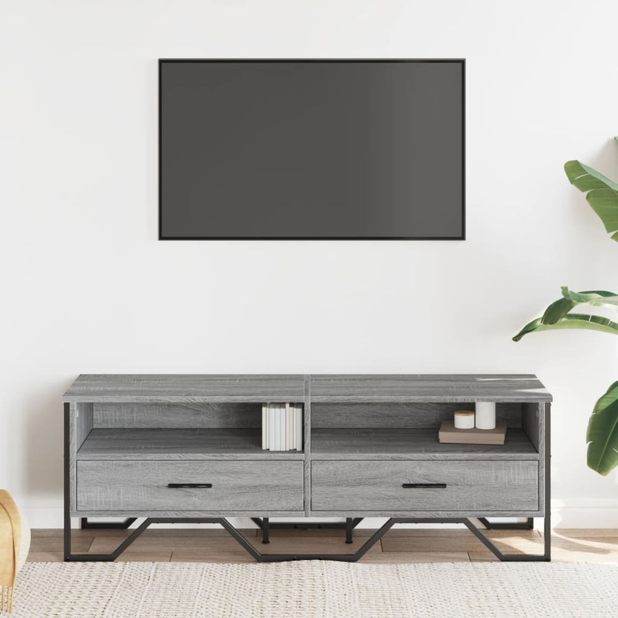 Tv-meubel 122x34x41 cm bewerkt hout grijs sonoma eikenkleurig