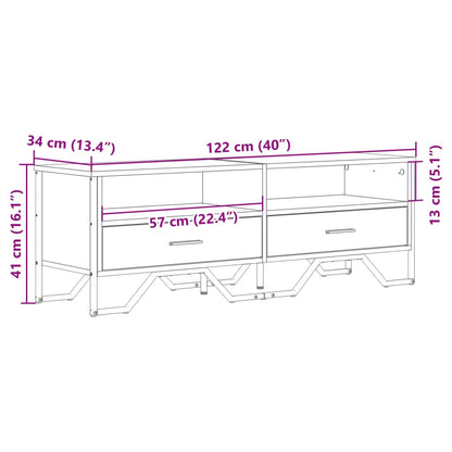 Tv-meubel 122x34x41 cm bewerkt hout grijs sonoma eikenkleurig