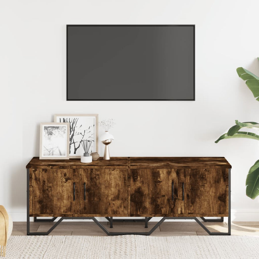 Tv-meubel 122x34x41 cm bewerkt hout gerookt eikenkleurig