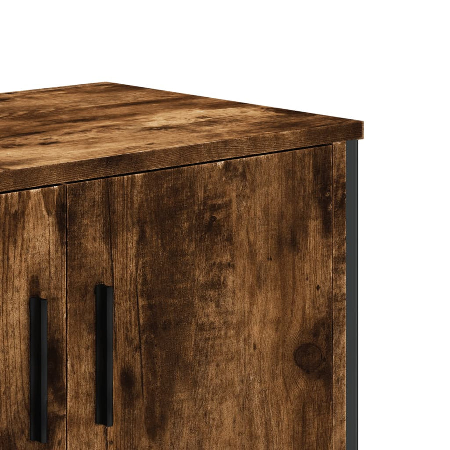 Tv-meubel 122x34x41 cm bewerkt hout gerookt eikenkleurig