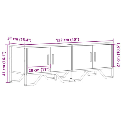 Tv-meubel 122x34x41 cm bewerkt hout gerookt eikenkleurig