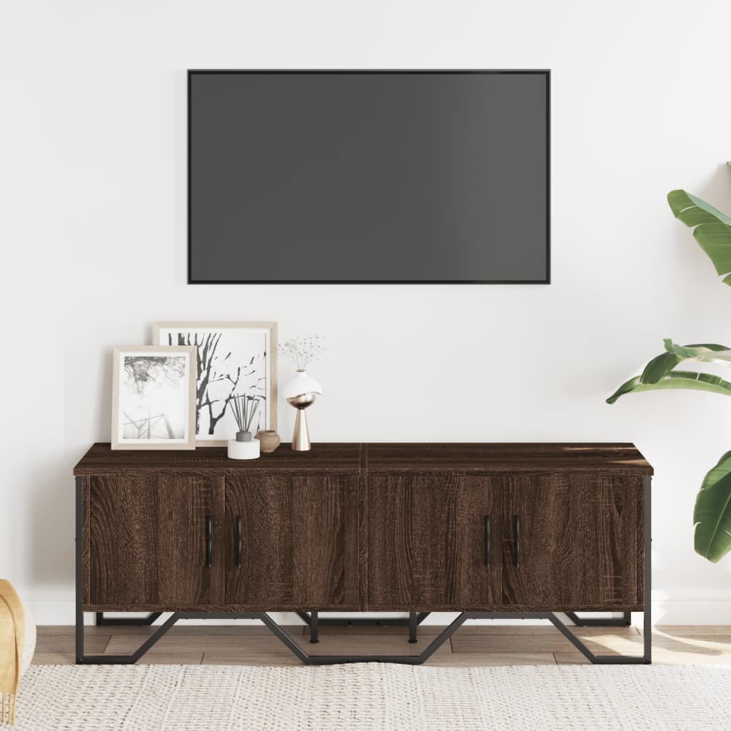 Tv-meubel 122x34x41 cm bewerkt hout bruin eikenkleurig