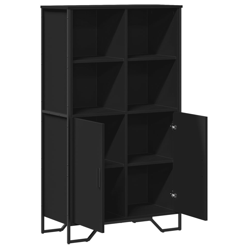 Hoge kast 79,5x35,5x137,5 cm bewerkt hout zwart