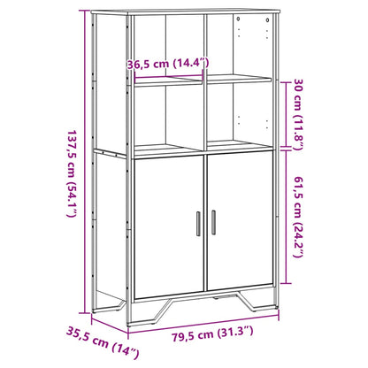 Hoge kast 79,5x35,5x137,5 cm bewerkt hout zwart