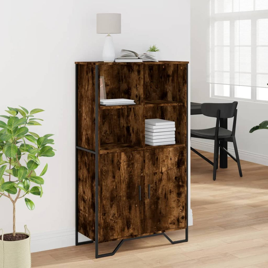 Hoge kast 79,5x35,5x137,5 cm bewerkt hout gerookt eikenkleurig