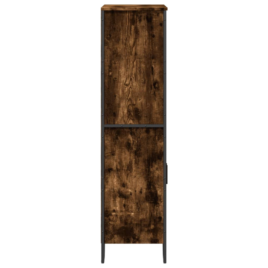 Hoge kast 79,5x35,5x137,5 cm bewerkt hout gerookt eikenkleurig