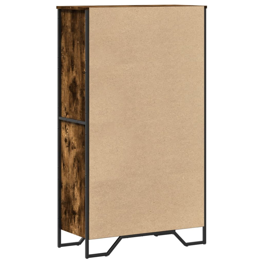 Hoge kast 79,5x35,5x137,5 cm bewerkt hout gerookt eikenkleurig