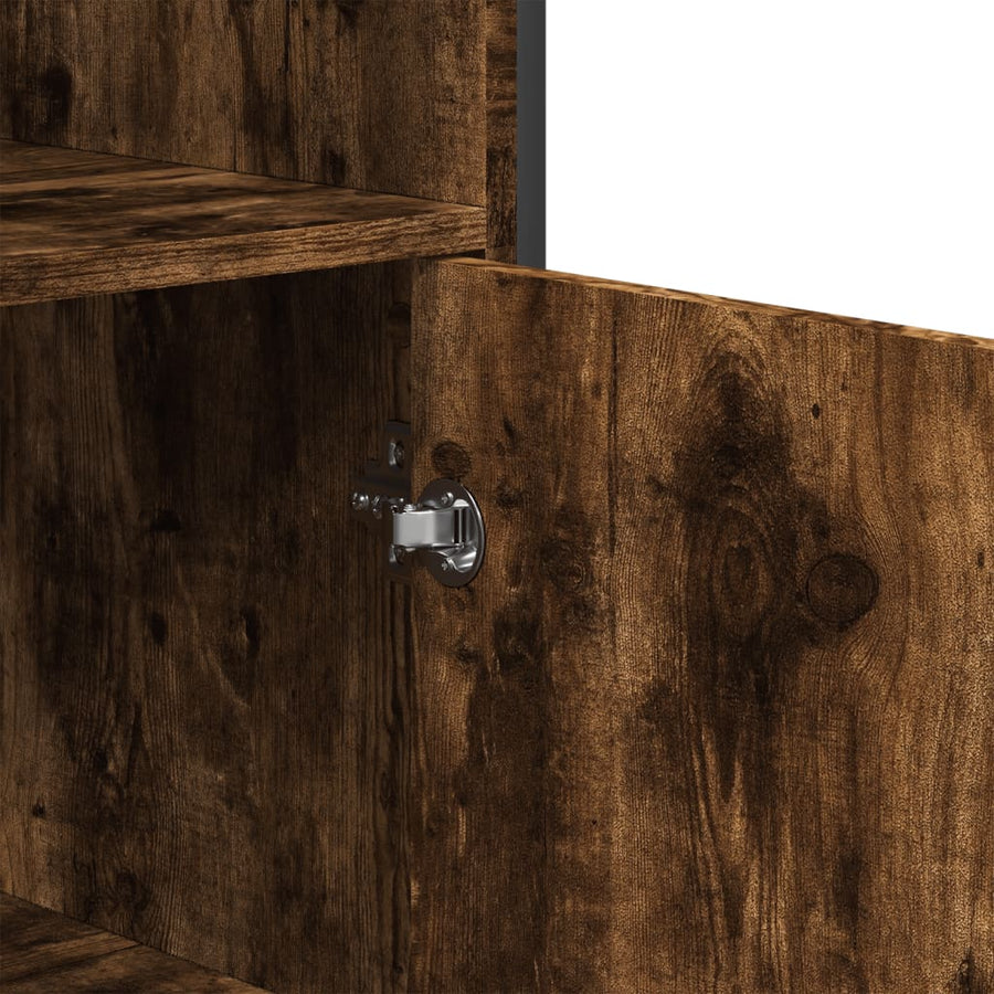 Hoge kast 79,5x35,5x137,5 cm bewerkt hout gerookt eikenkleurig