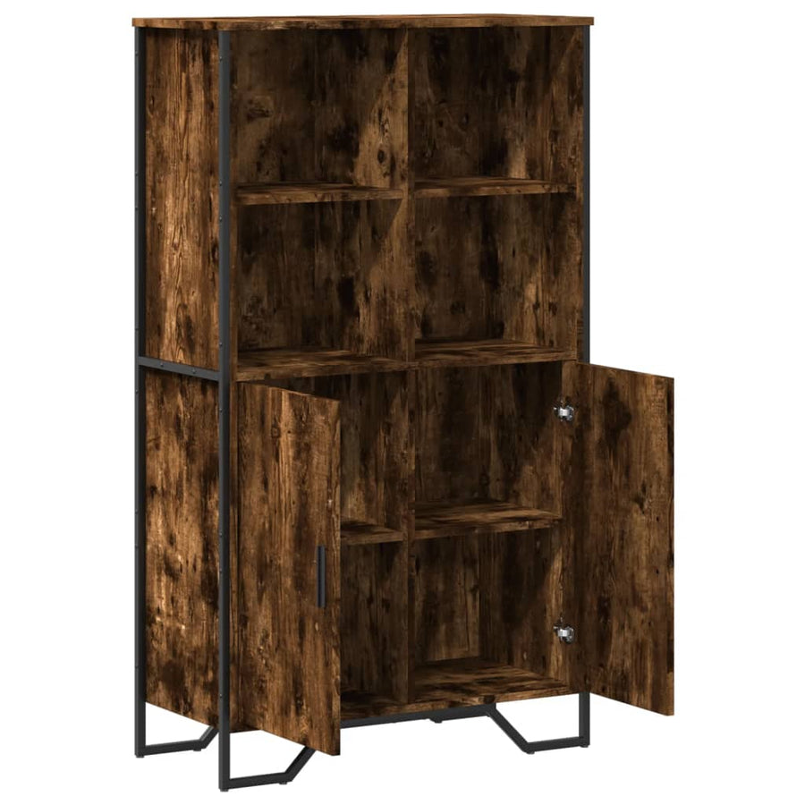Hoge kast 79,5x35,5x137,5 cm bewerkt hout gerookt eikenkleurig