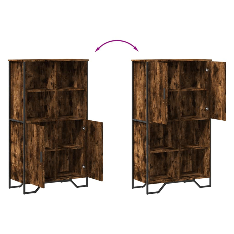 Hoge kast 79,5x35,5x137,5 cm bewerkt hout gerookt eikenkleurig
