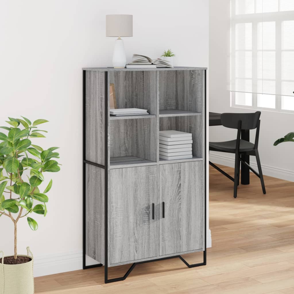 Hoge kast 79,5x35,5x137,5 cm bewerkt hout grijs sonoma eiken