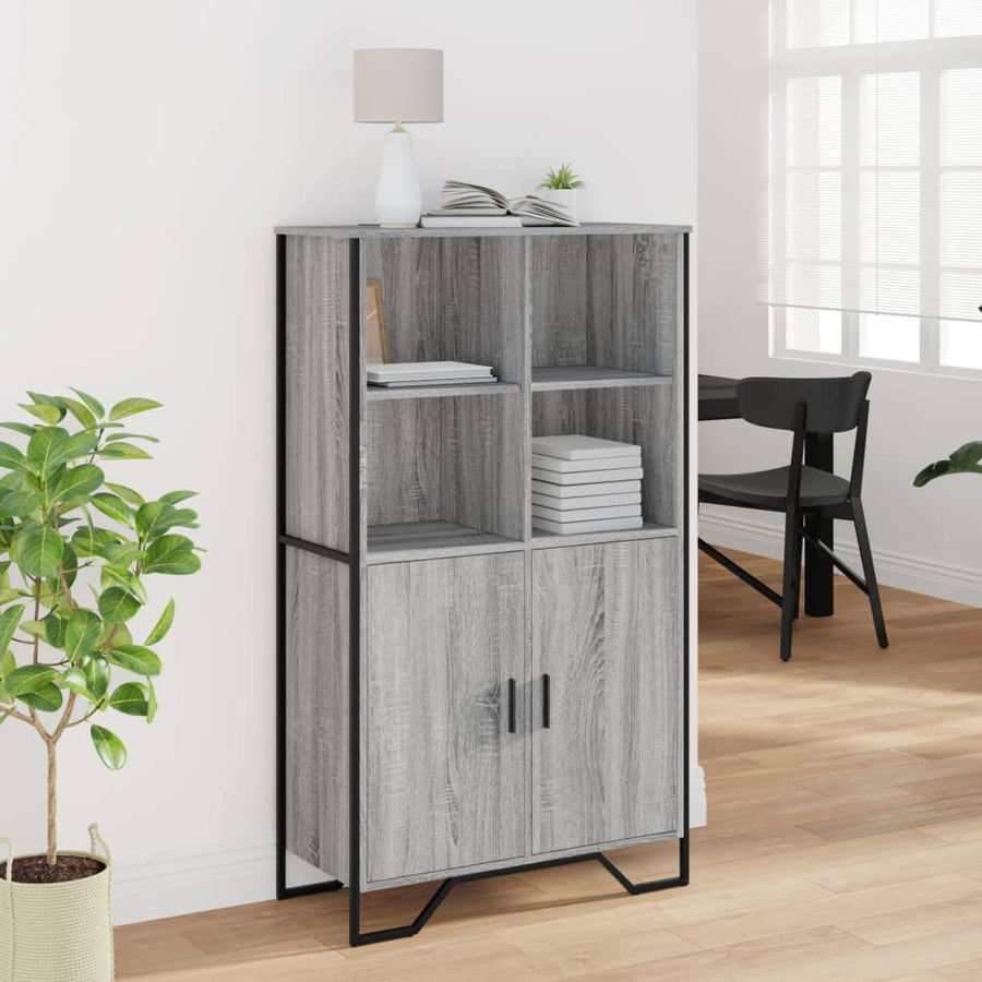 Hoge kast 79,5x35,5x137,5 cm bewerkt hout grijs sonoma eiken