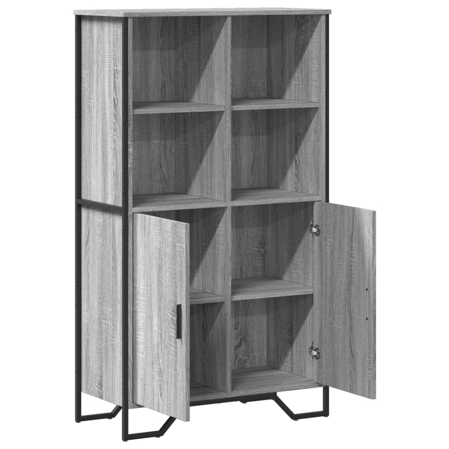Hoge kast 79,5x35,5x137,5 cm bewerkt hout grijs sonoma eiken