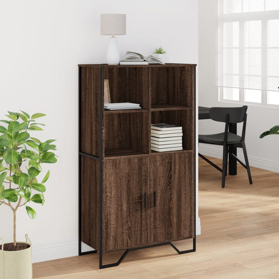 Hoge kast 79,5x35,5x137,5 cm bewerkt hout bruin eikenkleur