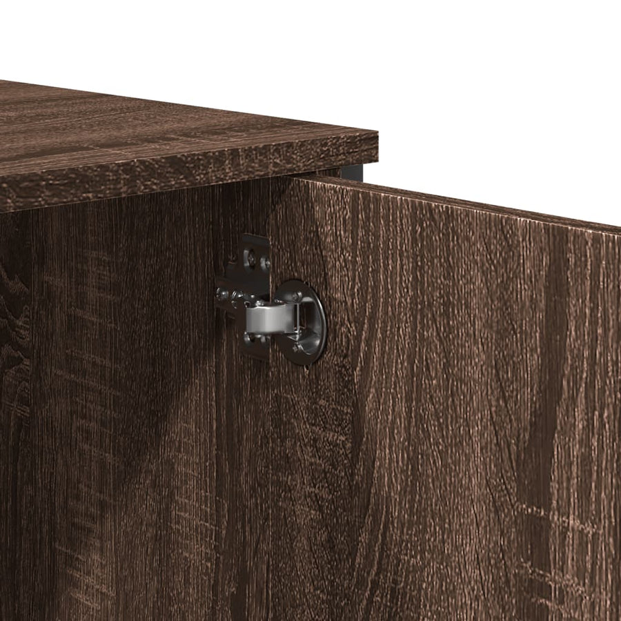 Hoge kast 79,5x35,5x137,5 cm bewerkt hout bruin eikenkleur