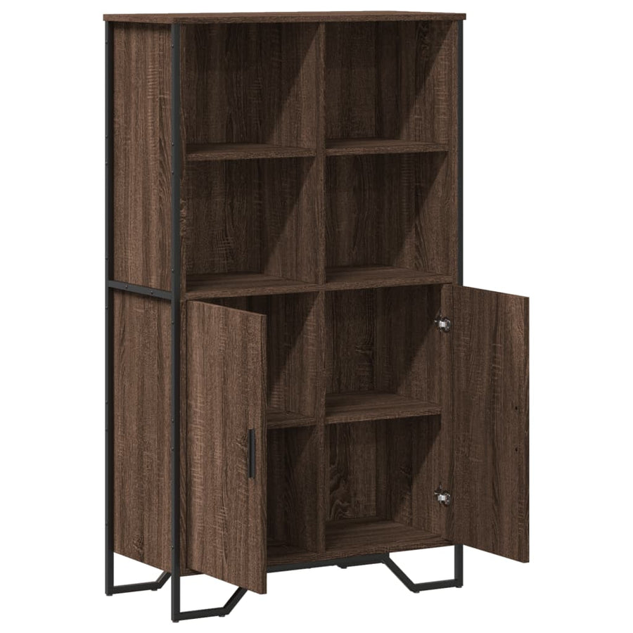 Hoge kast 79,5x35,5x137,5 cm bewerkt hout bruin eikenkleur