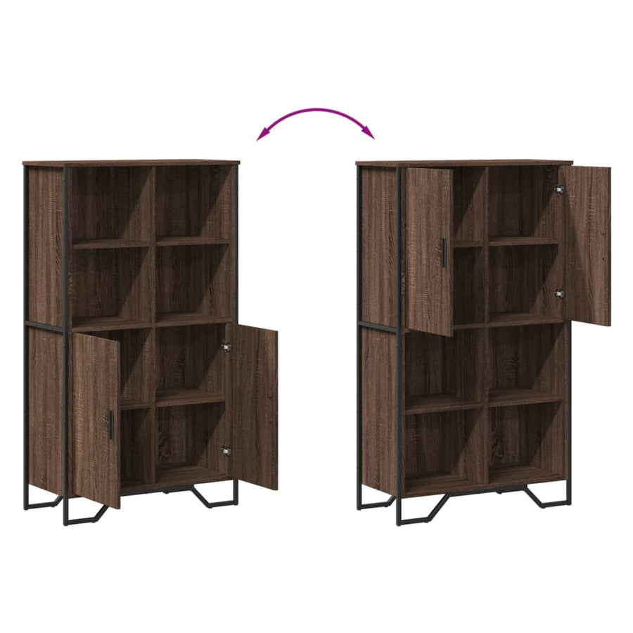 Hoge kast 79,5x35,5x137,5 cm bewerkt hout bruin eikenkleur