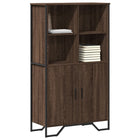 Tall cabinet 79.5x35.5x137.5 cm engineered wood brown oak effect
