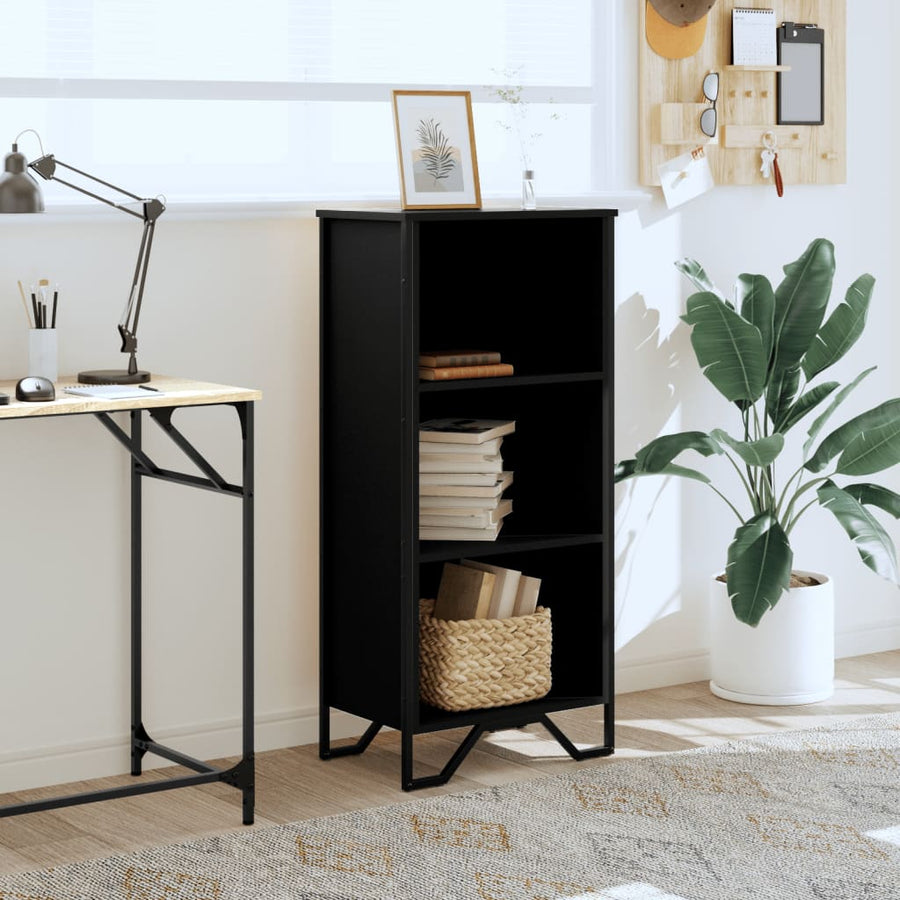 Boekenkast 50x31x106 cm bewerkt hout zwart
