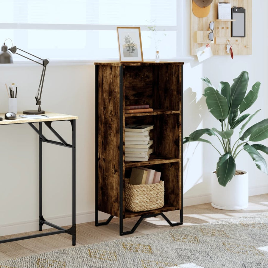 Boekenkast 50x31x106 cm bewerkt hout gerookt eikenkleurig