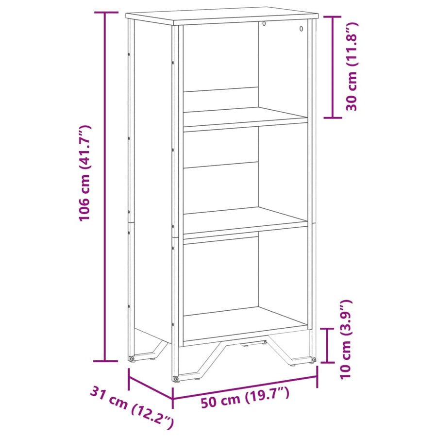 Boekenkast 50x31x106 cm bewerkt hout bruin eikenkleurig