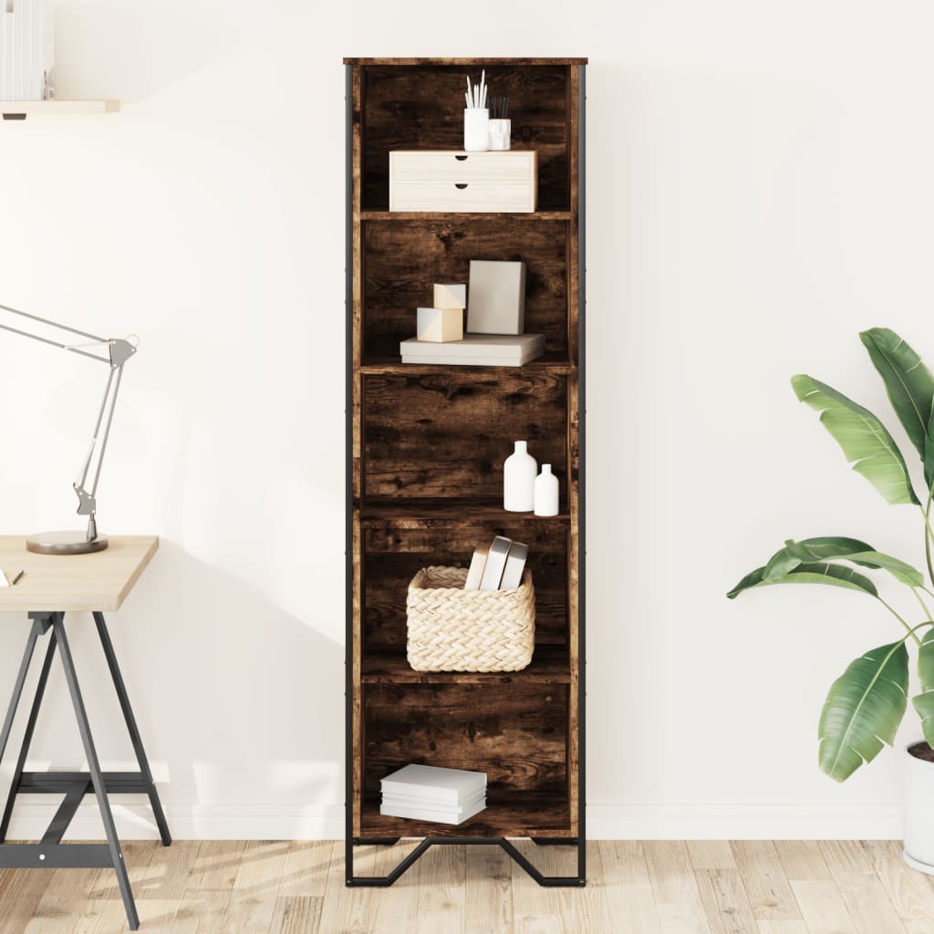 Boekenkast 50x31x169 cm bewerkt hout gerookt eikenkleurig