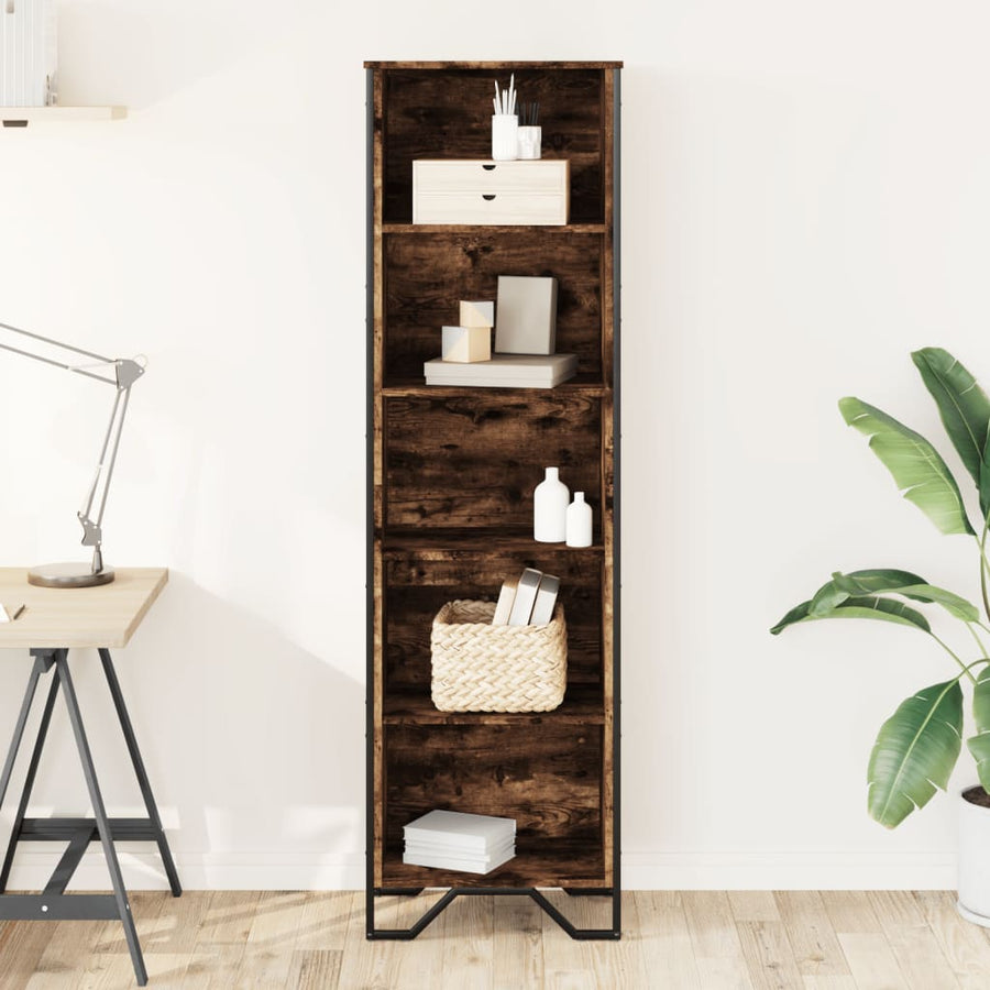 Boekenkast 50x31x169 cm bewerkt hout gerookt eikenkleurig