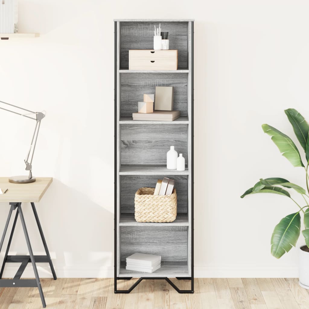 Boekenkast 50x31x169 cm bewerkt hout grijs sonoma eikenkleurig