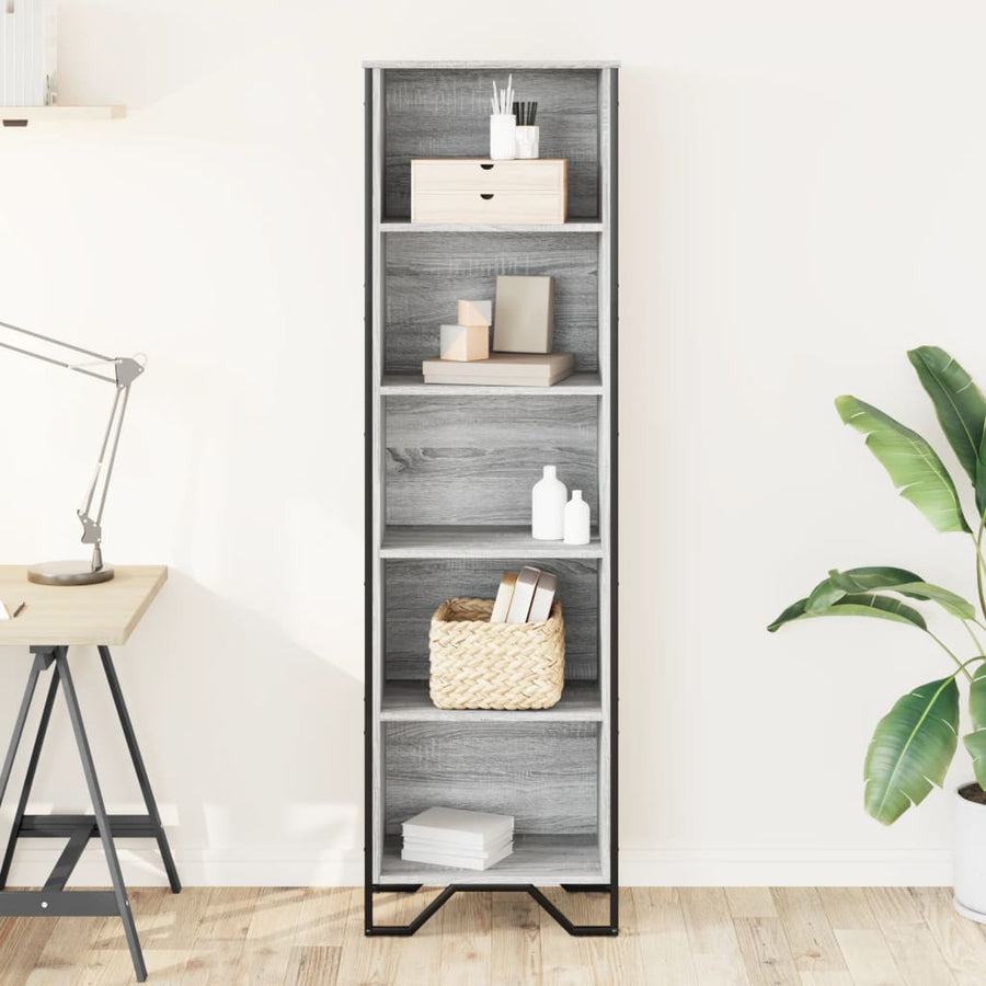 Boekenkast 50x31x169 cm bewerkt hout grijs sonoma eikenkleurig