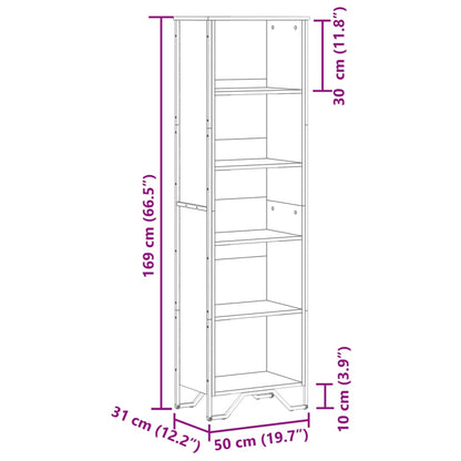 Boekenkast 50x31x169 cm bewerkt hout grijs sonoma eikenkleurig