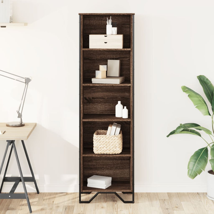 Boekenkast 50x31x169 cm bewerkt hout bruin eikenkleur