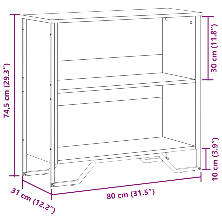 Boekenkast 80x31x74,5 cm bewerkt hout gerookt eikenkleurig