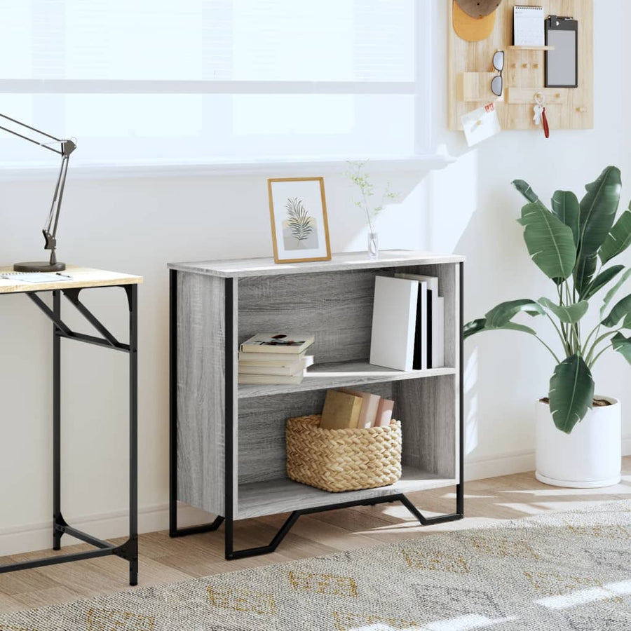 Boekenkast 80x31x74,5 cm bewerkt hout grijs sonoma eikenkleur