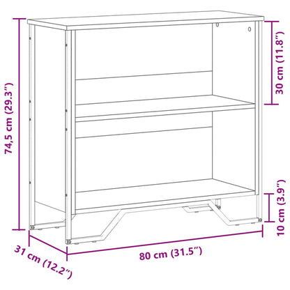 Boekenkast 80x31x74,5 cm bewerkt hout bruin eikenkleur