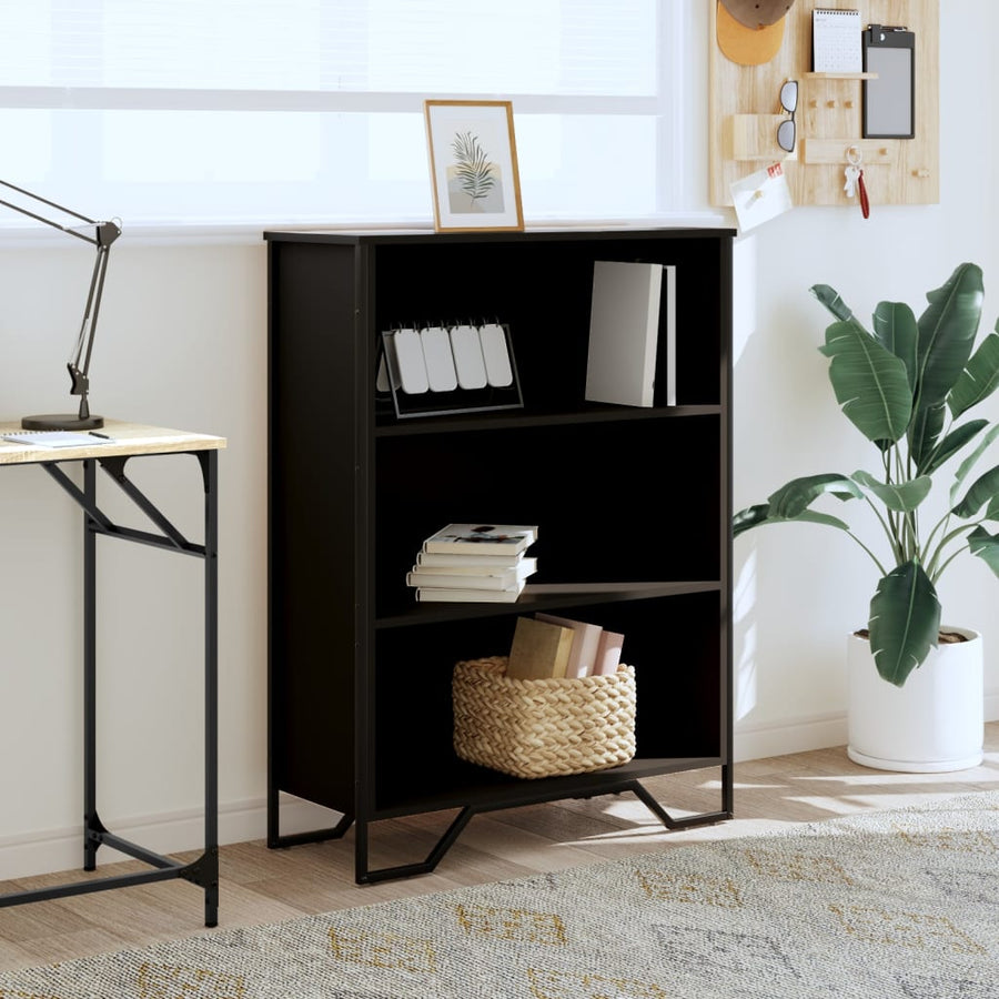 Boekenkast 80x31x106 cm bewerkt hout zwart