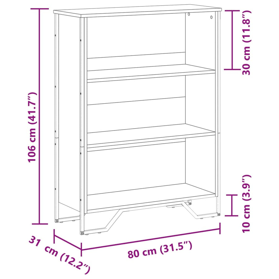 Boekenkast 80x31x106 cm bewerkt hout zwart