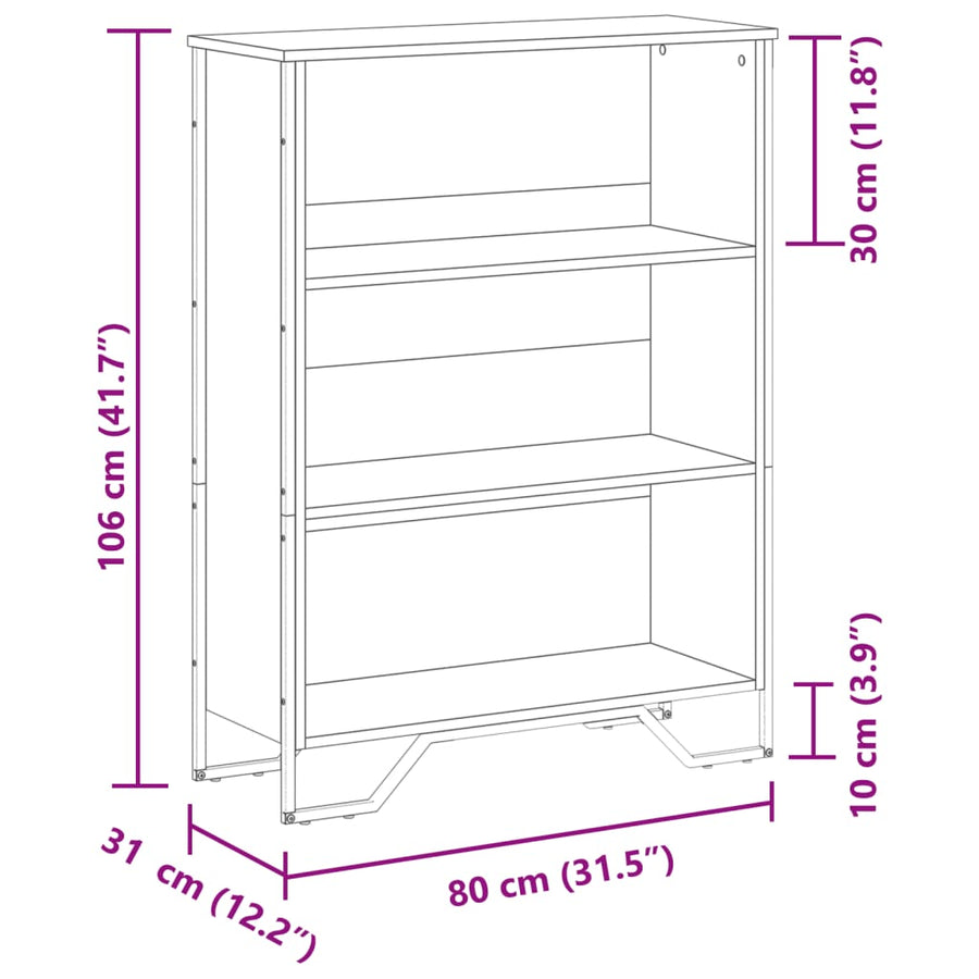 Boekenkast 80x31x106 cm bewerkt hout sonoma eikenkleurig