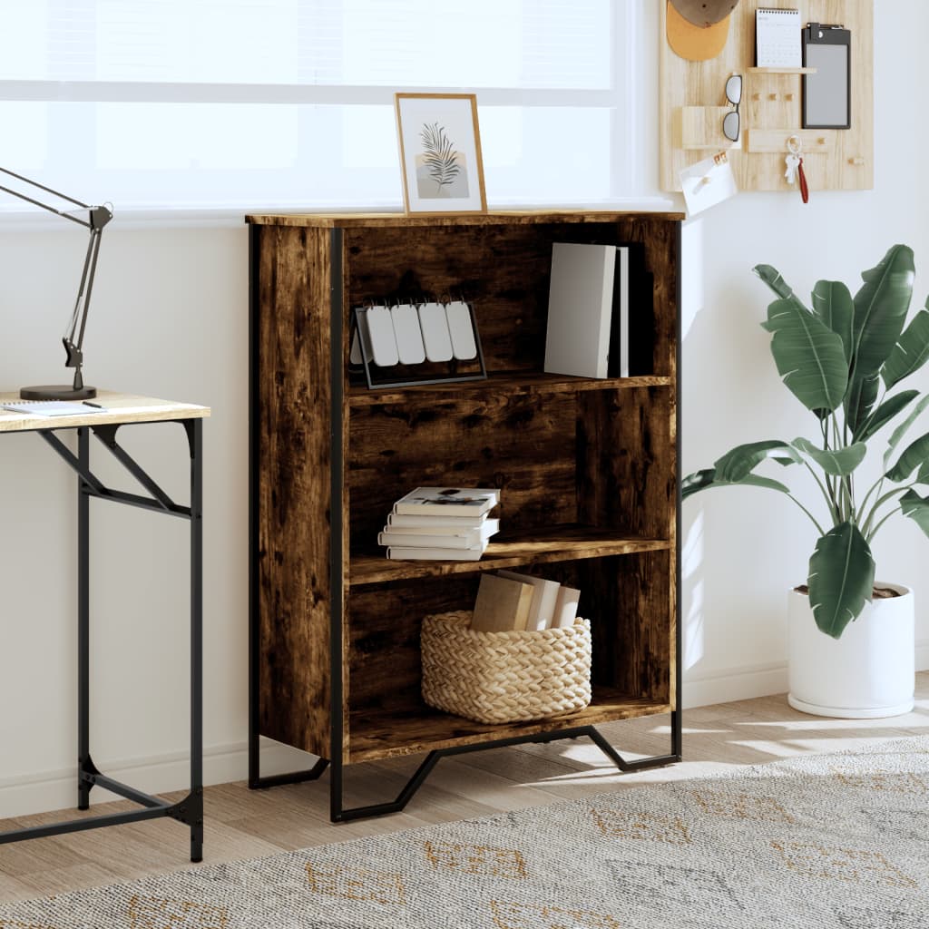 Boekenkast 80x31x106 cm bewerkt hout gerookt eikenkleurig