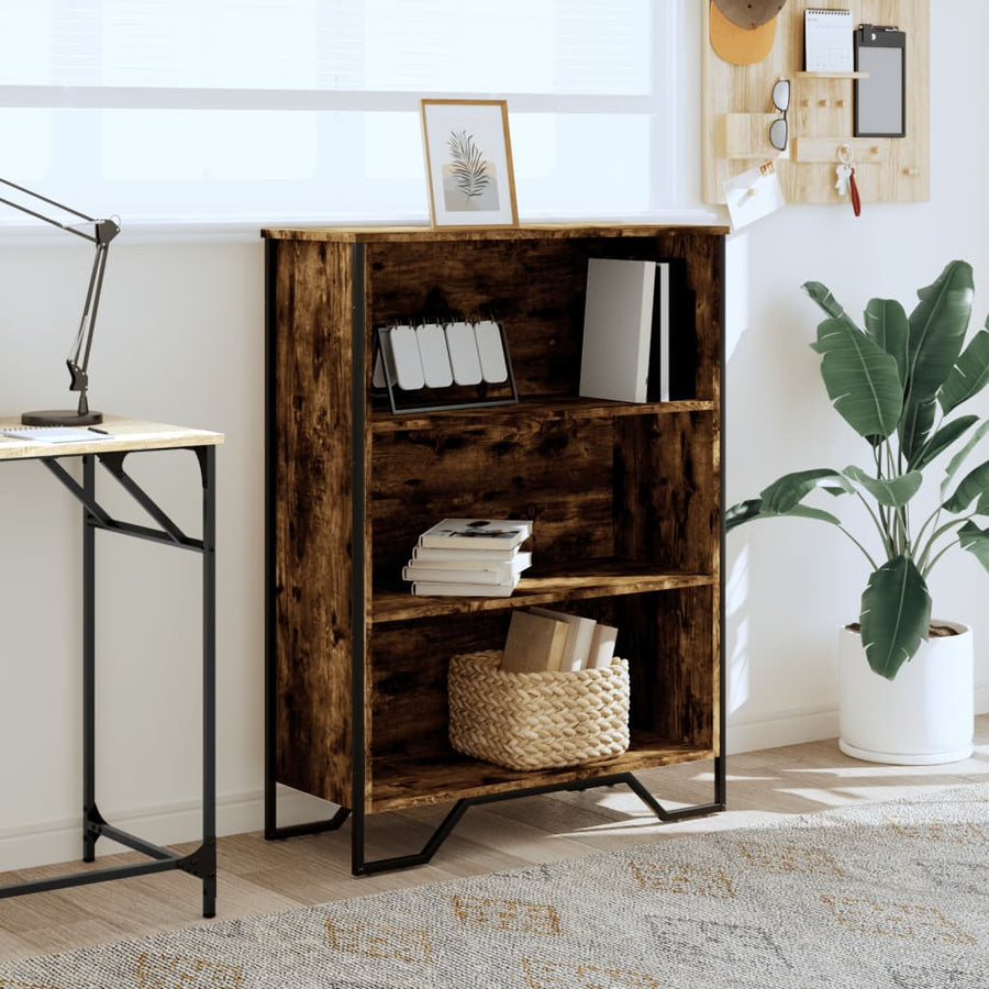 Boekenkast 80x31x106 cm bewerkt hout gerookt eikenkleurig