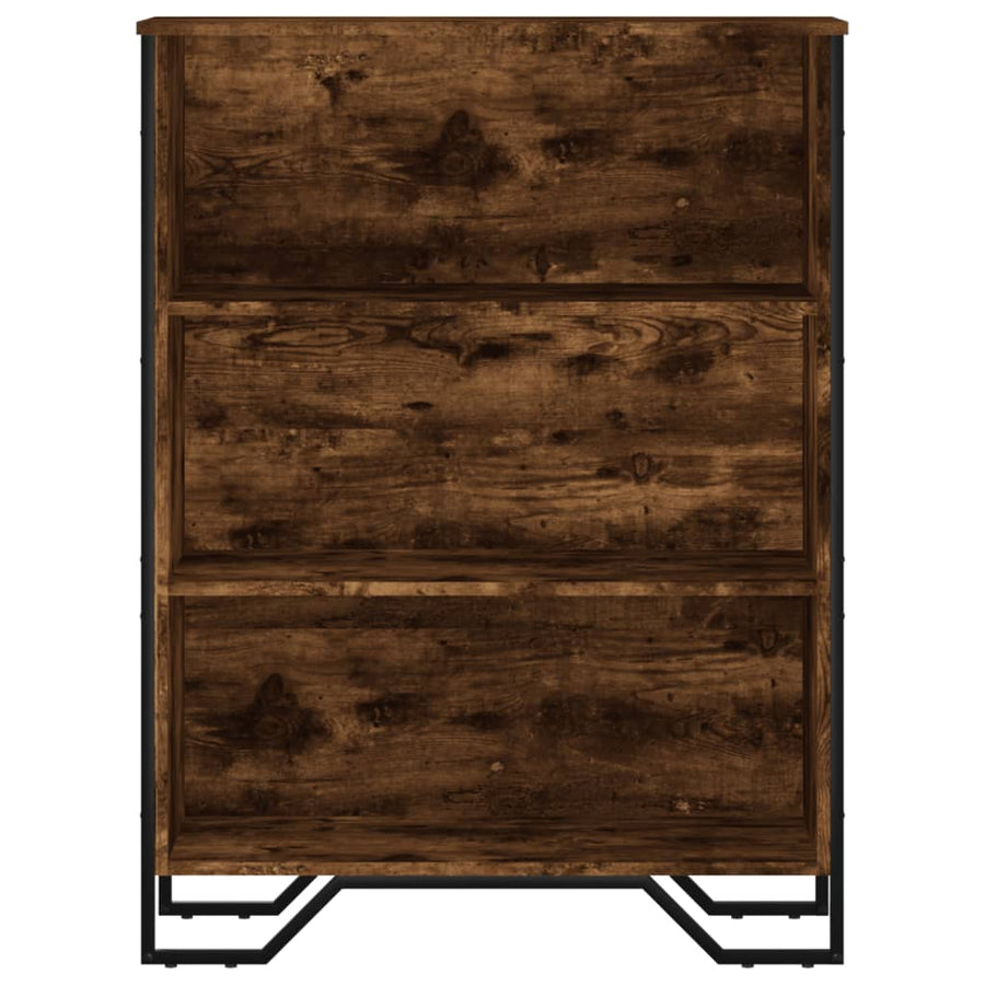Boekenkast 80x31x106 cm bewerkt hout gerookt eikenkleurig