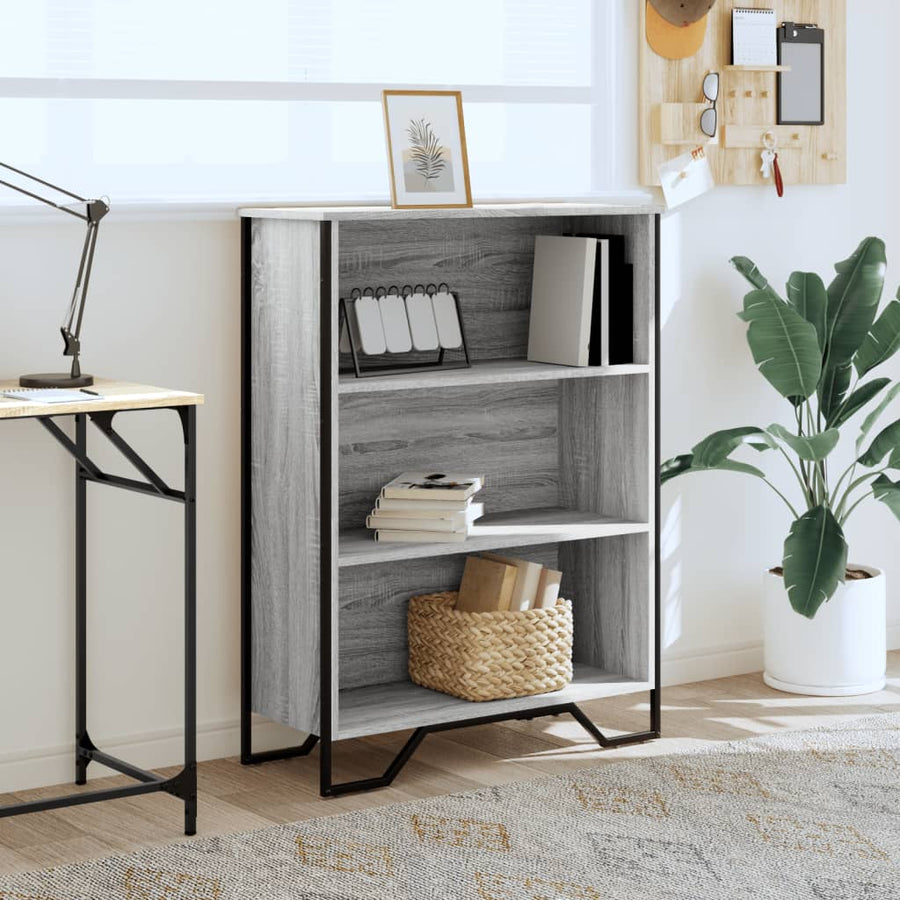 Boekenkast 80x31x106 cm bewerkt hout grijs sonoma eikenkleurig