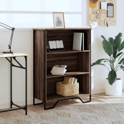 Boekenkast 80x31x106 cm bewerkt hout bruin eikenkleurig