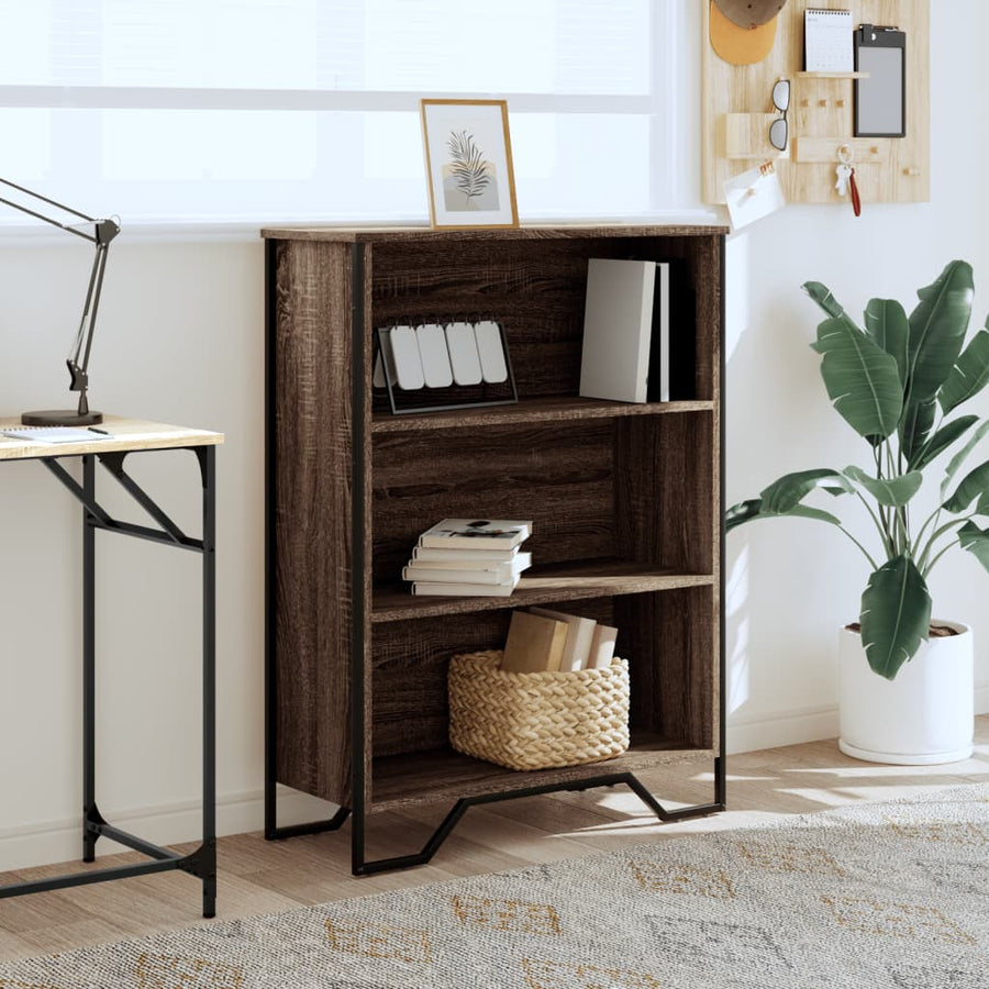 Boekenkast 80x31x106 cm bewerkt hout bruin eikenkleurig