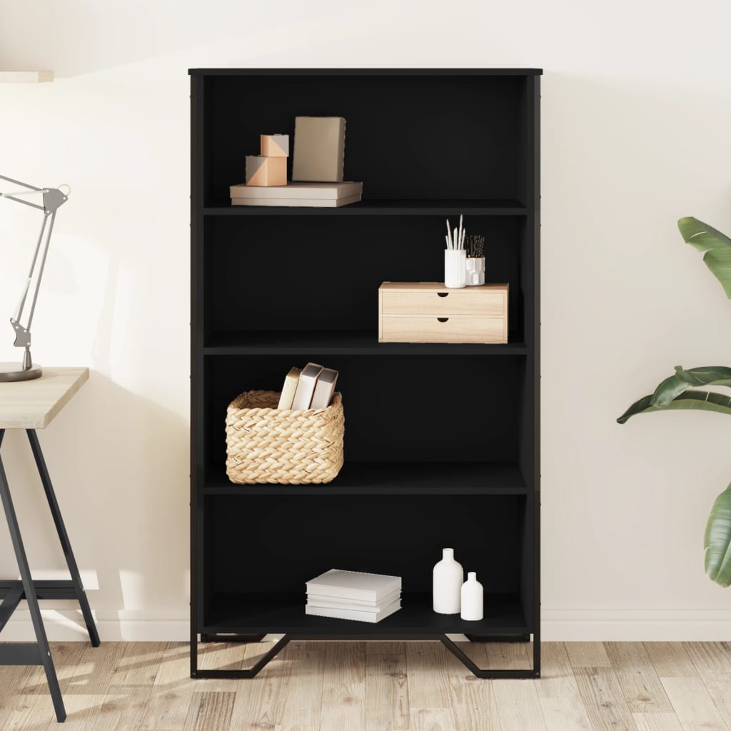 Boekenkast 80x31x137,5 cm bewerkt hout zwart