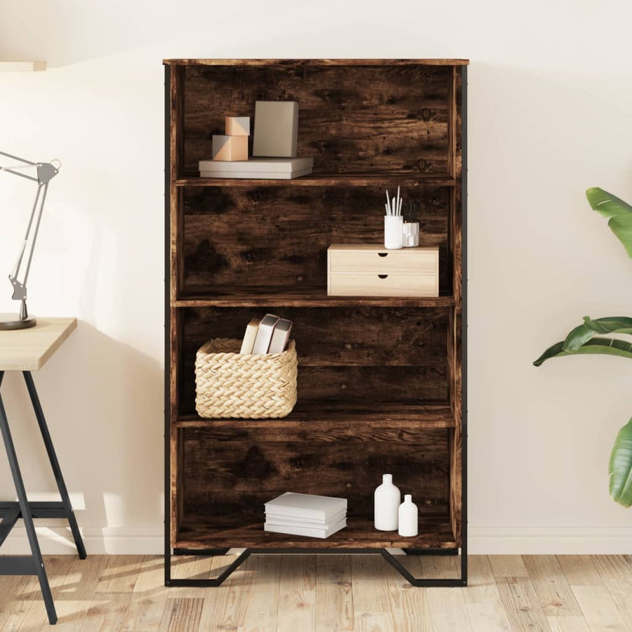 Boekenkast 80x31x137,5 cm bewerkt hout gerookt eikenkleurig