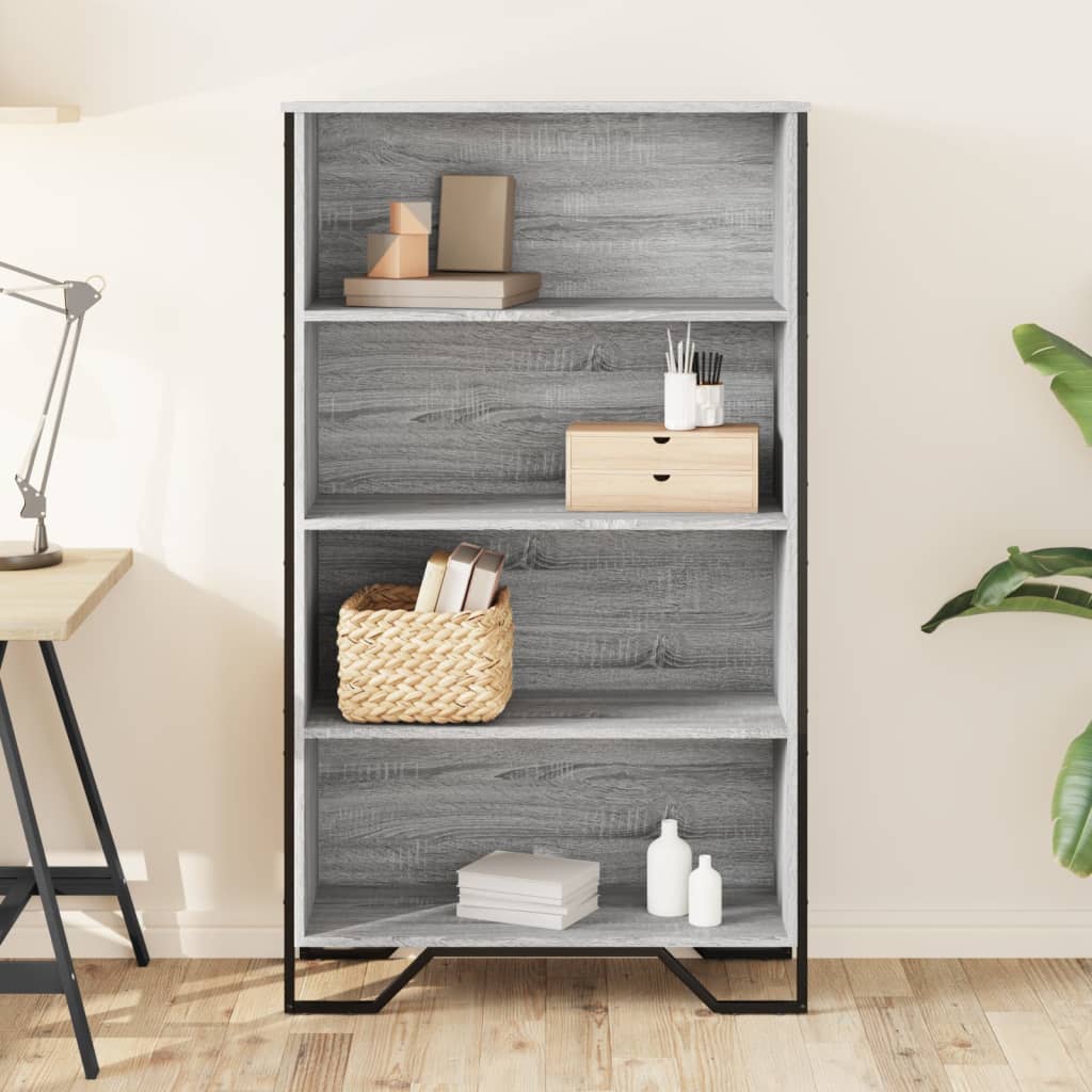 Boekenkast 80x31x137,5cm bewerkt hout grijs sonoma eikenkleurig
