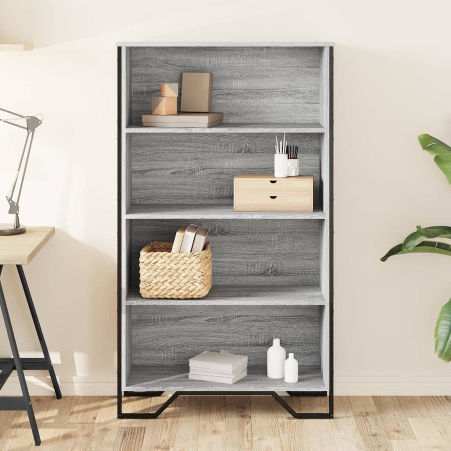 Boekenkast 80x31x137,5cm bewerkt hout grijs sonoma eikenkleurig