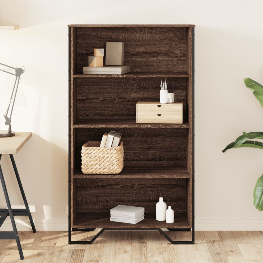 Boekenkast 80x31x137,5 cm bewerkt hout bruin eikenkleur